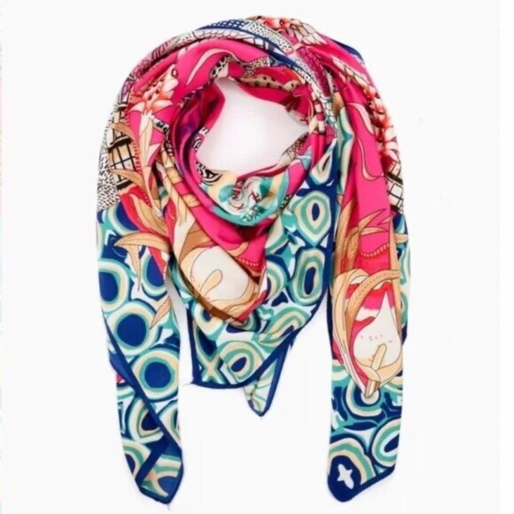 Tuckernuck Brea Print Pink, Green, and Blue Large Scarf
